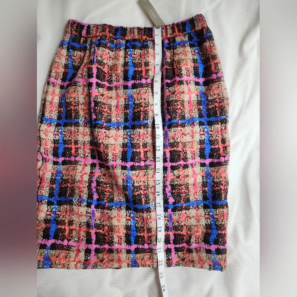 Jcrew Silk Pencil Skirt Multicolor Sz 4 Nwt Retail $240